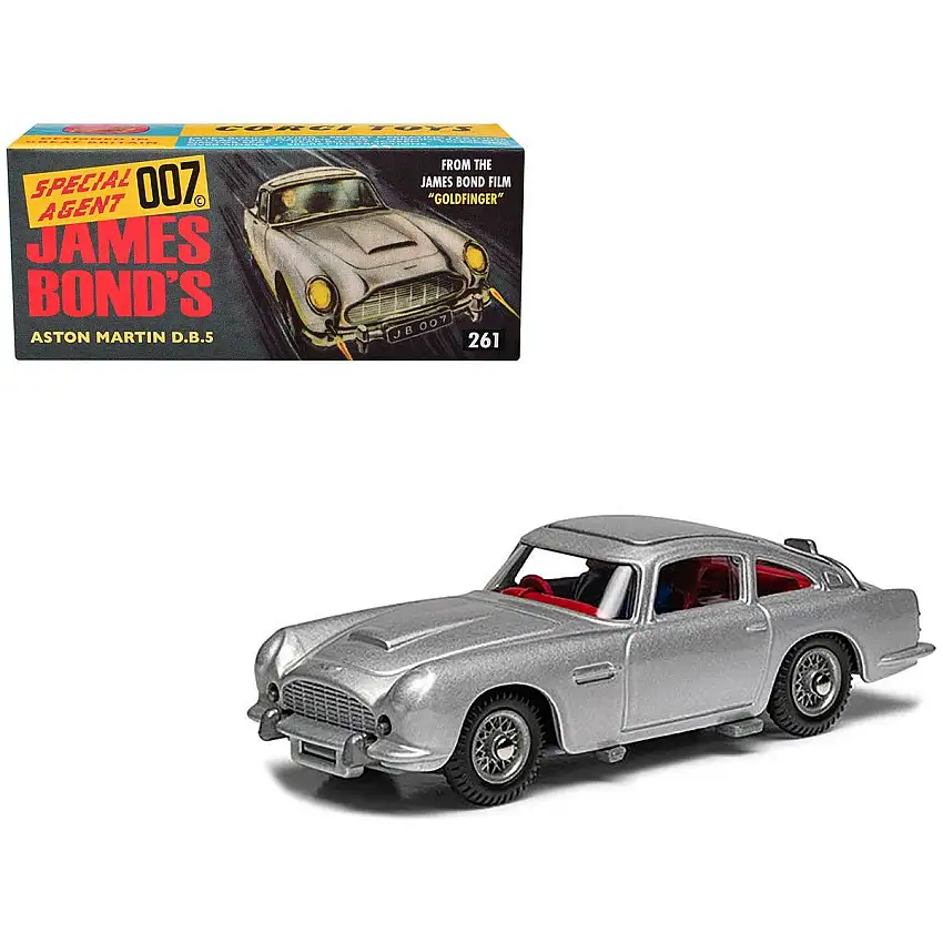 Aston Martin DB5 RHD (Right Hand Drive) Birch Silver James Bond 007 "Goldfinger" (1964) Movie (#261 Reissue) Diecast Model Car by Corgi