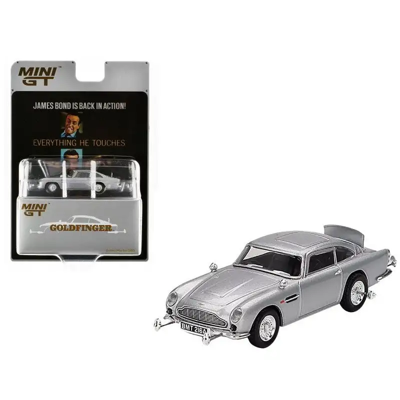 Aston Martin DB5 RHD (Right Hand Drive) Birch Silver Metallic 007 James Bond "Goldfinger" (1964) Movie Limited Edition 1/64 Diecast Model Car by Mini GT