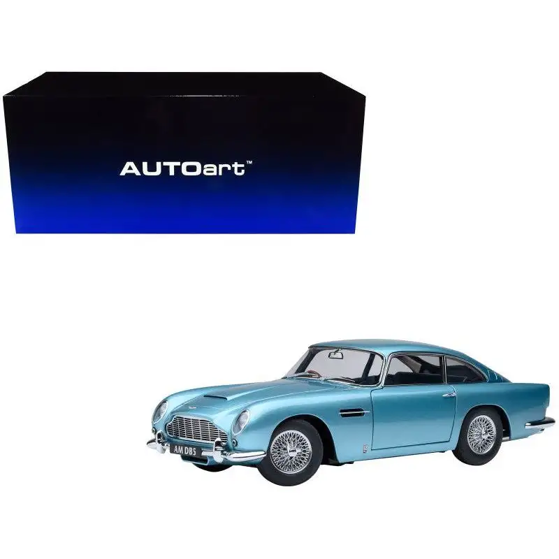 Aston Martin DB5 RHD (Right Hand Drive) Caribbean Pearl Blue Metallic 1/18 Model Car by Autoart