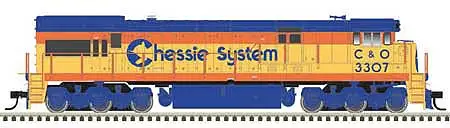 Atlas Model Railroad 10003551 HO Scale GE U30C Low Nose - Standard DC - Master(R) Silver -- Chessie System C&O 3307 (vermillion, yellow, blue)