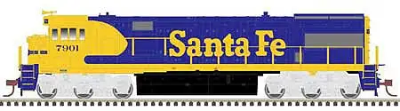 Atlas Model Railroad 10003682 HO Scale GE U28CG - Standard DC - Master(R) Silver -- Santa Fe 7908 (Warbonnet, blue, yellow)