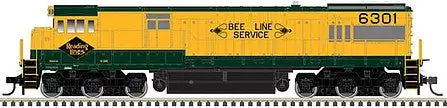 Atlas Model Railroad 10003895 HO Scale GE U30C Phase I - Standard DC - Master(R) Silver -- Reading 6301 (green, yellow, Bee Line Logo)