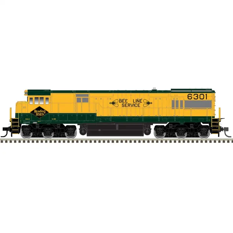 Atlas Model Railroad 10003896 HO Scale GE U30C Phase I - Standard DC - Master(R) Silver -- Reading 6304 (green, yellow, Bee Line Logo)