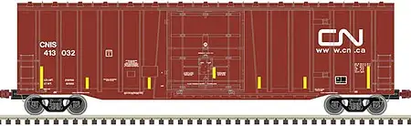 Atlas Model Railroad 20006072 HO Scale NSC 5277 50' Plug-Door Boxcar - Ready to Run -- Canadian National CNIS 413062 (Boxcar Red, white, yellow conspicuity marks)