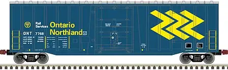 Atlas Model Railroad 20006090 HO Scale NSC 5111 50' Plug-Door Boxcar - Ready to Run -- Ontario Northland 7783 (blue, yellow)