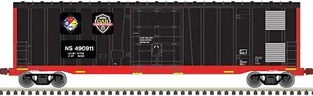 Atlas Model Railroad 20006091 HO Scale NSC 5111 50' Plug-Door Boxcar - Ready to Run -- Norfolk Southern 490411 (First Responder, black, red)