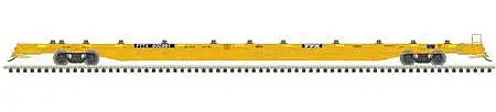 Atlas Model Railroad 20006116 HO Scale ACF 89' F89-J Flatcar with Deck Risers - Ready to Run -- PTTX 601144 (2000s yellow, black, Conspicuity Stripes)