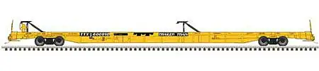 Atlas Model Railroad 20006120 HO Scale ACF 89' F89-J Flatcar with Mid-End Hitches - Ready to Run -- Trailer-Train TTX 600947 (1970s yellow, black)