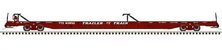 Atlas Model Railroad 20006125 HO Scale ACF 89' F89-J Flatcar with Mid-End Hitches - Ready to Run -- Trailer-Train 601033 (As Delivered Boxcar Red)