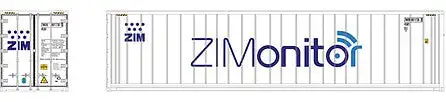 Atlas Model Railroad 20006730 HO Scale 40' Reefer Container 3-Pack - Master(R) -- ZIM Set 1 ZMOU 8817369, 8817395, 8817414 (white, blue, Monitor Markings)