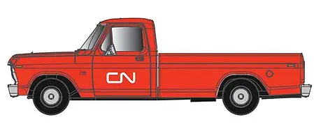Atlas Model Railroad 30000116 HO Scale 1973 Ford F-100 Pickup Truck - Assembled -- Canadian National (red, white Noodle Logo)