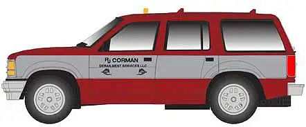 Atlas Model Railroad 30000141 HO Scale 1993 Ford Explorer - Assembled -- RJ Corman (red, silver)
