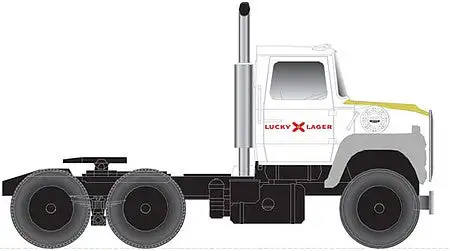 Atlas Model Railroad 30000143 HO Scale Ford(R) LNT 9000 Tractor Only - Assembled -- Painted to Match Lucky Lager (white, gold, red) 45' Pines Trailer