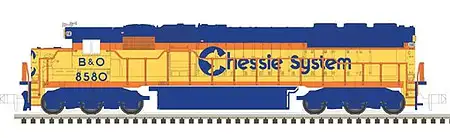 Atlas Model Railroad 40003935 N Scale EMD SD50 - Standard DC - Master Silver -- Chessie System B&O 8591 (yellow, vermillion, blue, black)