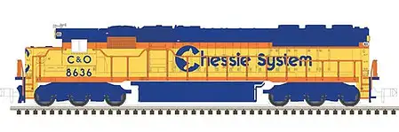 Atlas Model Railroad 40003936 N Scale EMD SD50 - Standard DC - Master Silver -- Chessie System C&O 8555 (yellow, vermillion, blue, black)