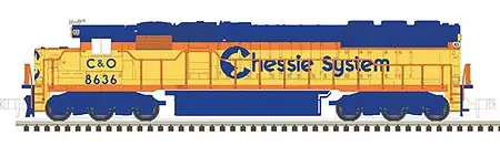 Atlas Model Railroad 40003937 N Scale EMD SD50 - Standard DC - Master Silver -- Chessie System C&O 8636 (yellow, vermillion, blue, black)