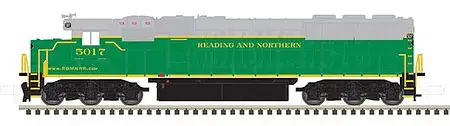 Atlas Model Railroad 40003942 N Scale EMD SD50 - Standard DC - Master Silver -- Reading & Northern 5017 (green, gray, yellow)