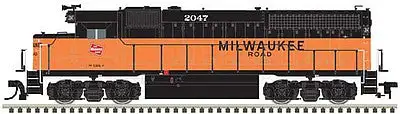 Atlas Model Railroad 40004181 N Scale EMD GP40 Low Nose with Dynamic Brakes - LokSound and DCC - Gold -- Milwaukee Road 2050 (orange, black, Large Roadname)