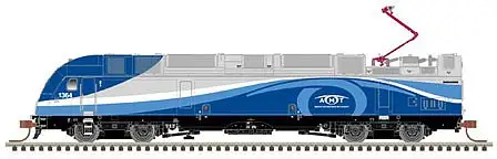 Atlas Model Railroad 40004228 N Scale Bombardier ALP-45DP Dual Mode - Standard DC - Master(R) Silver -- Montreal Metropolitan Transportation Network AMT 1350 (blue, silver, white)