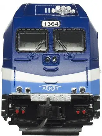 Atlas Model Railroad 40004229 N Scale Bombardier ALP-45DP Dual Mode - Standard DC - Master(R) Silver -- Montreal Metropolitan Transportation Network AMT 1355 (blue, silver, white)