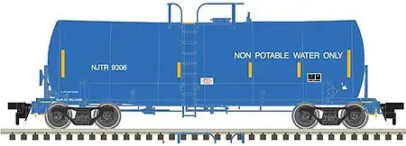 Atlas Model Railroad 50004099 N Scale Trinity 17,600-Gallon Corn Syrup Tank Car - Ready to Run -- New Jersey Transit #9306 (blue, Yellow Conspicuity Markings; Water Service)