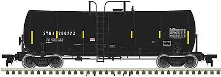 Atlas Model Railroad 50004103 N Scale Trinity 17,600-Gallon Corn Syrup Tank Car - Ready to Run -- SYRX 200223 (black, yellow Conspicuity Markings)