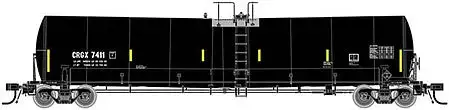 Atlas Model Railroad 50004364 N Scale Trinity 25,500-Gallon Tank Car (Cargill Version) - Ready to Run - Master(R) -- Cargill #7411 (UTCI Repaint; black, Yellow Conspicuity Marks)