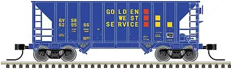 Atlas Model Railroad 50004537 N Scale Greenville 100-Ton 2-Bay Hopper - Ready to Run - Master(TM) -- Golden West Service GVSR #629609 (blue, yellow, red)