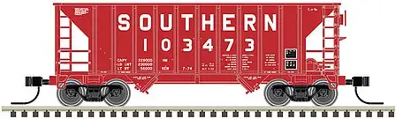 Atlas Model Railroad 50004545 N Scale Greenville 100-Ton 2-Bay Hopper - Ready to Run - Master(TM) -- Southern Railway 103462 (Boxcar Red, white, Billboard Lettering)