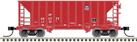 Atlas Model Railroad 50004550 N Scale Greenville 100-Ton 2-Bay Hopper - Ready to Run - Master(TM) -- Union Pacific SP 466333 (Boxcar Red, small shield, yellow conspicuity marks)