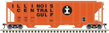 Atlas Model Railroad 50004598 N Scale PS-2 4427 3-Bay Covered Hopper - Ready to Run - Master(R) -- Illinois Central Gulf 745206 (orange, black, white, Billboard Lettering)