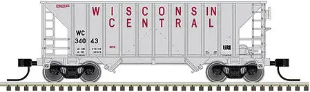 Atlas Model Railroad 50004607 N Scale Greenville 100-Ton 2-Bay Hopper - Ready to Run - Master(TM) -- Wisconsin Central 34024 (gray, maroon)
