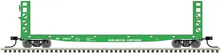 Atlas Model Railroad 50004803 N Scale GSI-GSC 48' Bulkhead Flatcar - Ready to Run - Master(R) -- Burlington Northern #616001 (Cascade Green, white)
