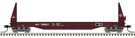 Atlas Model Railroad 50004868 N Scale SIECO 50' Pulpwood Flatcar - Ready to Run - Master(R) -- Missouri Pacific 728049 (Boxcar Red, white)
