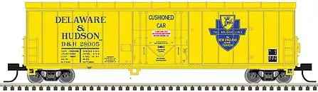 Atlas Model Railroad 50005143 N Scale NACC 50' Smooth-Side RBL Insulated Boxcar - Ready to Run - Master(R) -- Delaware & Hudson 28005 (yellow, blue)
