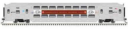 Atlas Model Railroad 50005372 N Scale Multi-Level Commuter Coach Trailer - Ready to Run - Master(R) -- New Jersey Transit 7666 (Pennsylvania Reading Seashore Heritage, silver Tusc