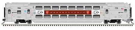Atlas Model Railroad 50005374 N Scale Multi-Level Commuter Cab Car - Ready to Run - Master(R) -- New Jersey Transit 7007 (silver, magenta, orange, blue)
