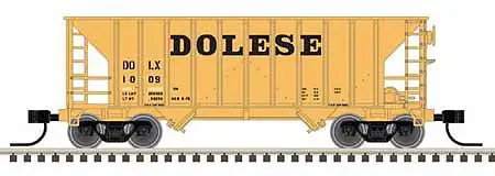 Atlas Model Railroad 50005378 N Scale Greenville 100-Ton 2-Bay Hopper - Ready to Run - Master(TM) -- Dolese 1009 (yellow, black)