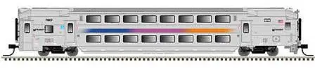 Atlas Model Railroad 50005519 N Scale Multi-Level Commuter Cab Car - Ready to Run - Master(R) -- New Jersey Transit 7022 (silver, magenta, orange, blue)