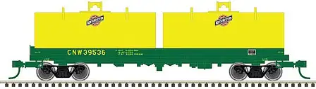 Atlas Model Railroad 50005716 N Scale Cushion Coil Car with Round Hoods - Ready to Run - Master(R) -- Chicago & North Western #39525 (green, yellow)
