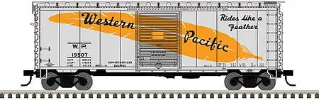 Atlas Model Railroad 50005771 N Scale PS-1 40' Boxcar, 6' Door - Ready to Run - Master(R) -- Western Pacific 19520 (silver, orange, Billboard Feather Logo)