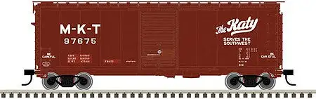 Atlas Model Railroad 50005775 N Scale PS-1 40' Boxcar, 6' Door - Ready to Run - Master(R) -- Missouri-Kansas-Texas 97675 (Boxcar Red, white)