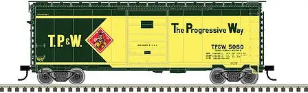 Atlas Model Railroad 50005779 N Scale PS-1 40' Boxcar, 6' Door - Ready to Run - Master(R) -- Toledo, Peoria & Western 5080 (green, yellow, red)