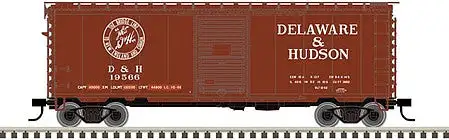 Atlas Model Railroad 50005780 N Scale PS-1 40' Boxcar, 6' Door - Ready to Run - Master(R) -- Delaware & Hudson 19566 (Boxcar Red, white)