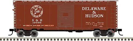 Atlas Model Railroad 50005781 N Scale PS-1 40' Boxcar, 6' Door - Ready to Run - Master(R) -- Delaware & Hudson 19571 (Boxcar Red, white)
