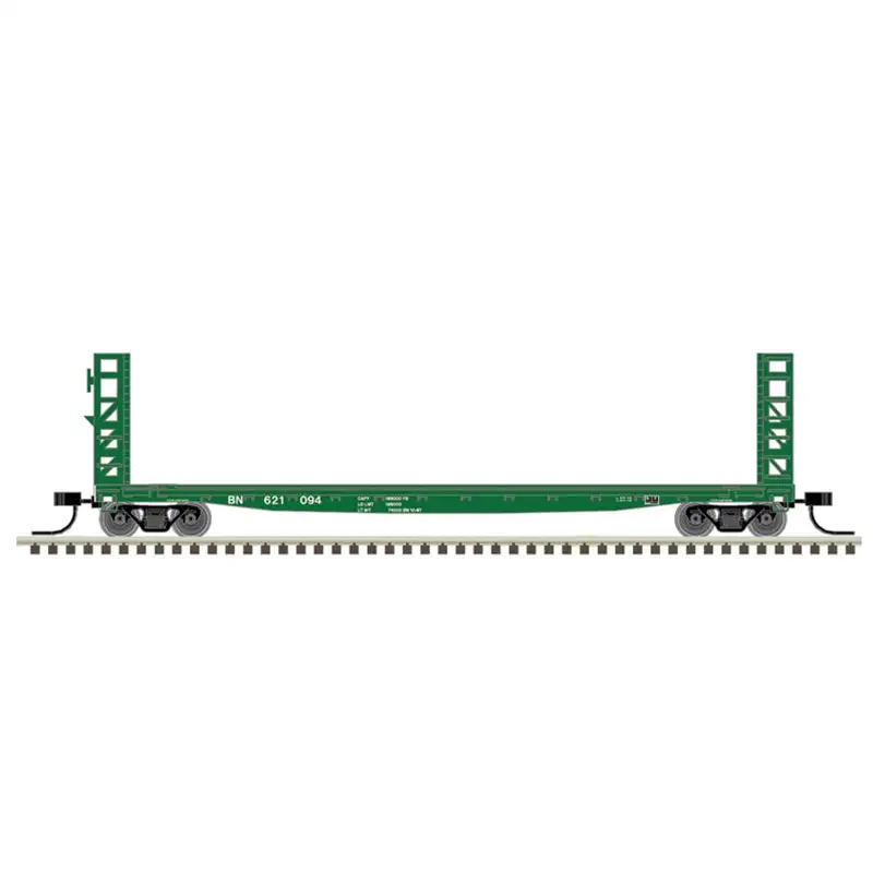 Atlas Model Railroad 50005791 N Scale GSI-GSC 48' Bulkhead Flatcar - Ready to Run - Master(R) -- Burlington Northern 621094 (Cascade Green, white)