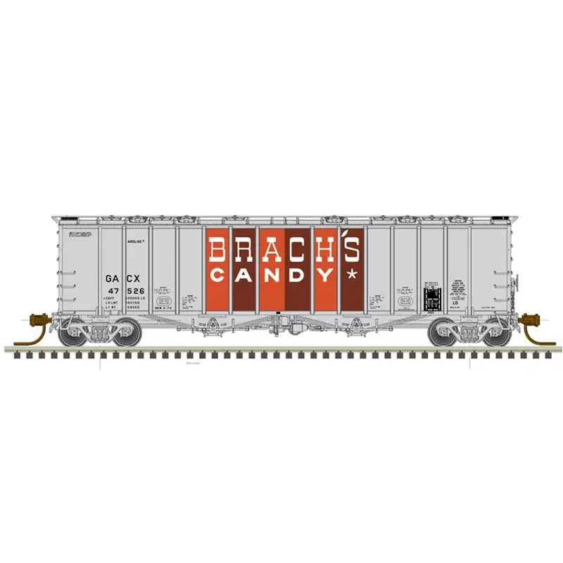 Atlas Model Railroad 50005810 N Scale 4180 Airslide Covered Hopper - Ready to Run - Master(R) -- Brach's Candy 47534 (gray, red, maroon)