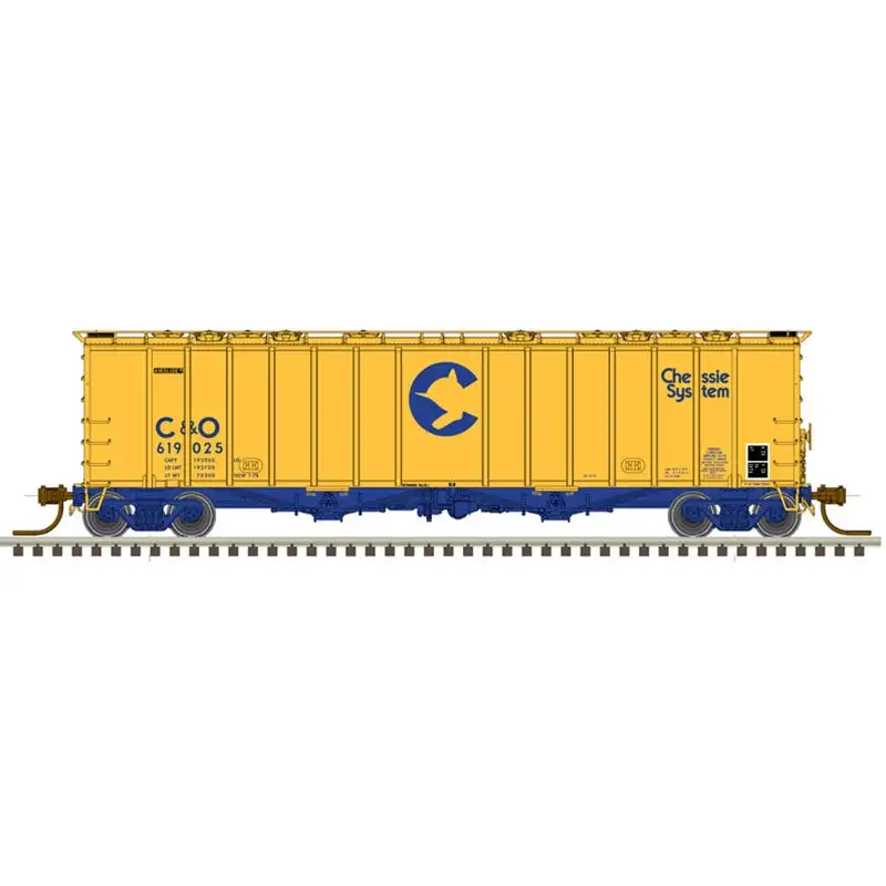 Atlas Model Railroad 50005813 N Scale 4180 Airslide Covered Hopper - Ready to Run - Master(R) -- Chessie System C&O 619117 (yellow, blue)