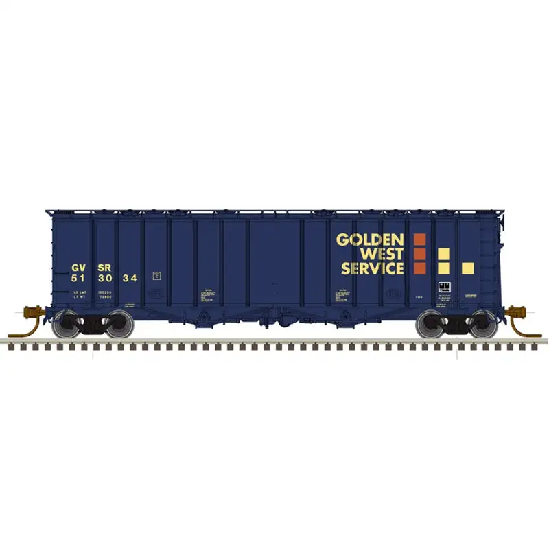 Atlas Model Railroad 50005818 N Scale 4180 Airslide Covered Hopper - Ready to Run - Master(R) -- Golden West Service 513050 (blue, red, yellow)