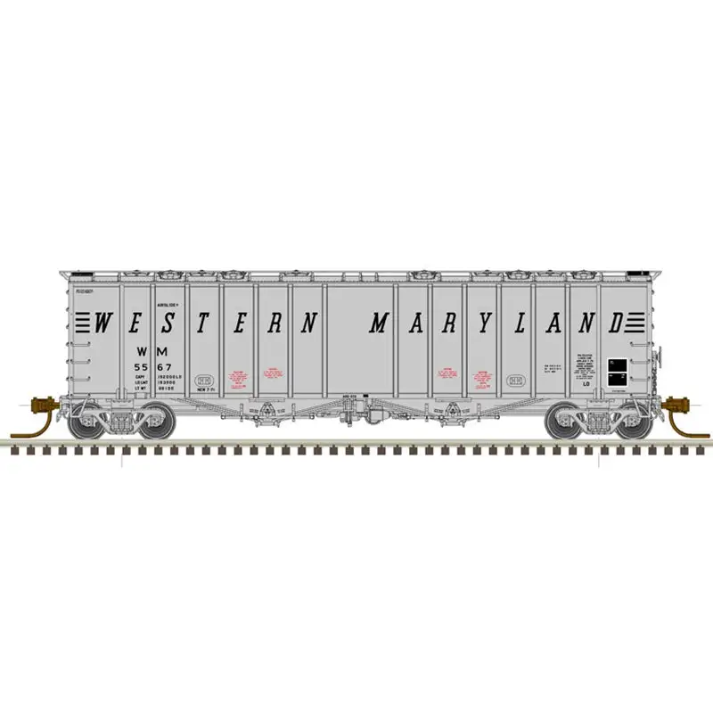 Atlas Model Railroad 50005819 N Scale 4180 Airslide Covered Hopper - Ready to Run - Master(R) -- Western Maryland 5563 (gray, black)